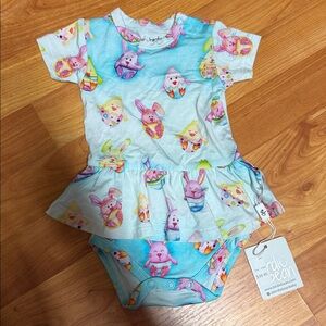 Colorful Baby Onesie with Bunny Print birdie bean NWT 3-6